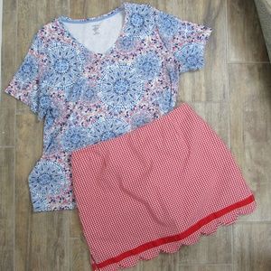 Gingham Check Skorts w/ Scallop Trim, Size 12